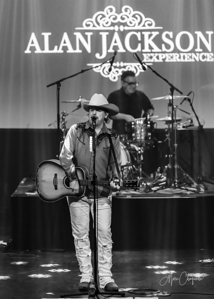 Chanteur/guitariste Alan Jackson Experience, photo noir et blanc